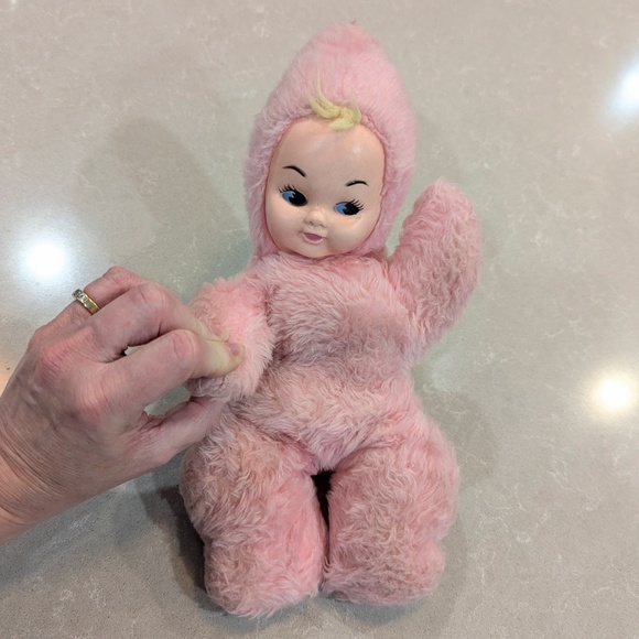 Vintage California Stuffed Toys Pink 1950s Plush Rubber Baby Doll Musical- SMALL - Picture 2 of 7